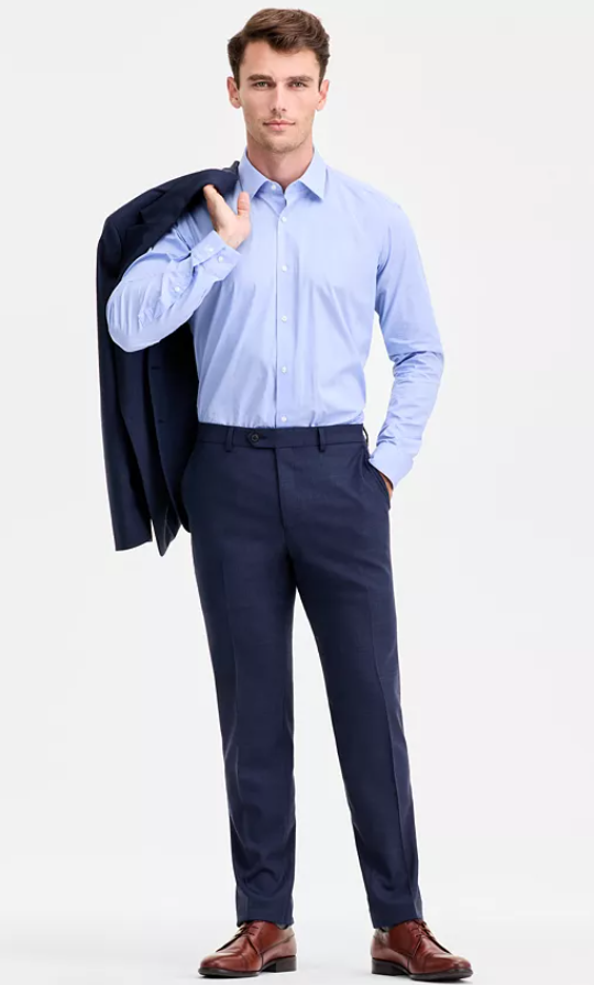 Ted Baker Mens Modern fit Dress Pants 33 / 32 Navy Blue Solid Stretch