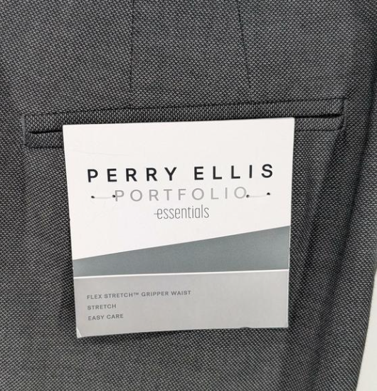 Perry Ellis Mens Modern fit Dress Pants 42 / 32 Charcoal Grey Stretch