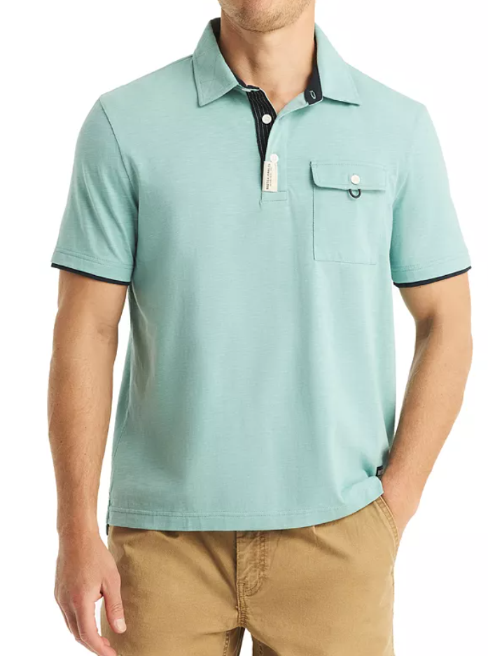 Nautica Mens Regular fit Short Sleeve Polo Shirt XXL Aqua Blue Solid