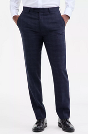 Calvin Klein Mens Slim fit Dress Pants 38 / 30 Navy Blue Plaid Stretch