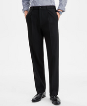 Tommy Hilfiger Mens Relaxed fit Dress Pants 30 / 30 Black Solid Stretch