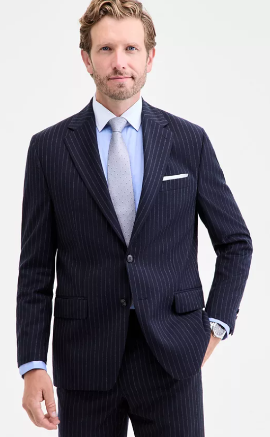 Michael Kors Mens Classic fit Blazer 40 S Navy Blue Striped Stretch