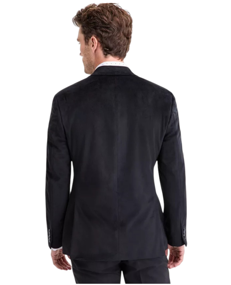Bar III Mens Slim fit Velvet Sport Coat Blazer 46 R Black Solid Stretch