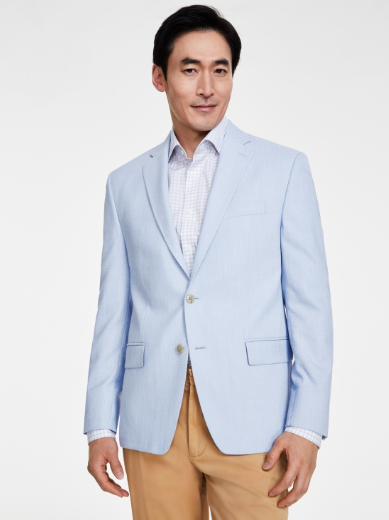 Michael Kors Mens Classic fit Sport Coat Blazer 46 L Light Blue Solid