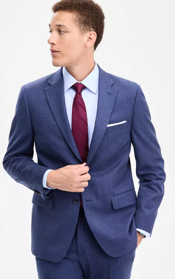 Tommy Hilfiger Mens Modern fit Sport Coat Blazer 42 L Blue Solid Stretch