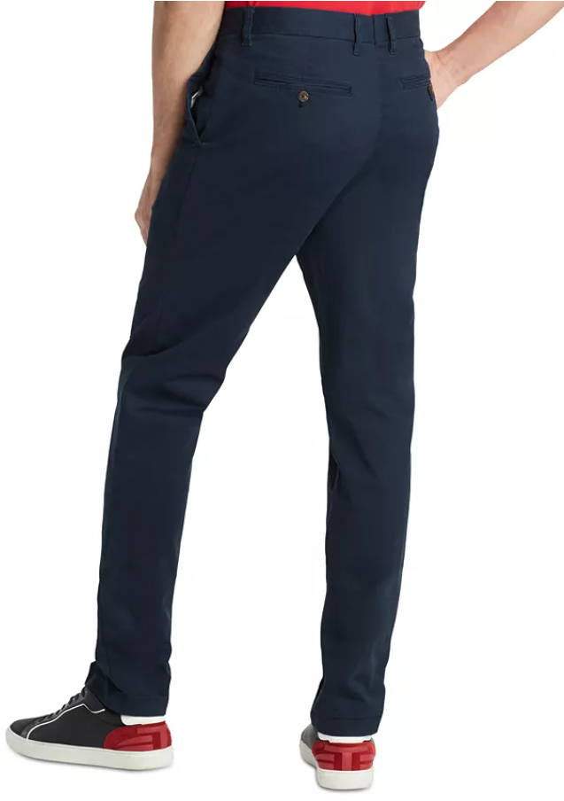 Tommy Hilfiger Mens Straight fit Chinos Pants 38 / 32 Navy Blue Solid