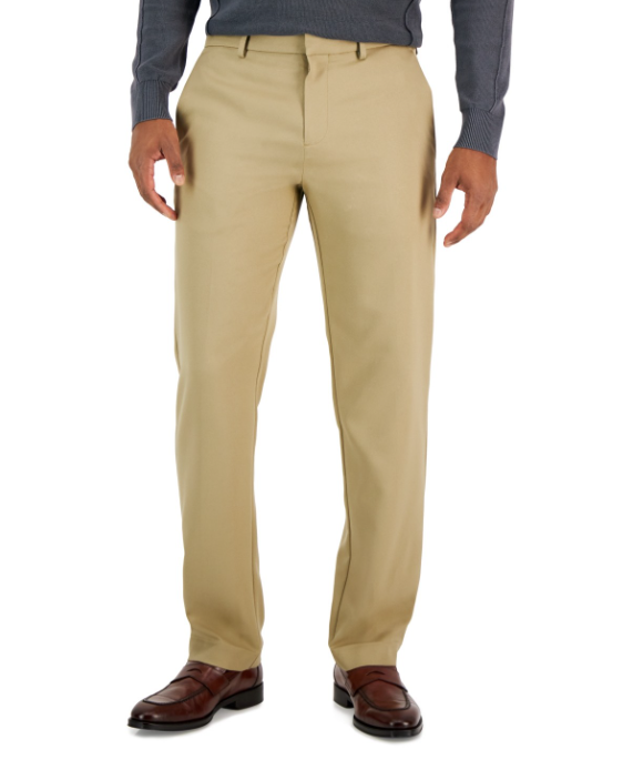 Perry Ellis Mens Modern fit Dress Pants 40 / 30 Light Brown Solid Stretch