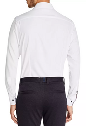 Con.Struct Mens Slim fit Dress Shirt Large 16-16.5 34-35 White Solid