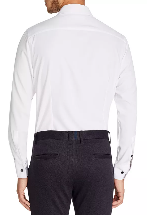 Con.Struct Mens Slim fit Dress Shirt Large 16-16.5 34-35 White Solid