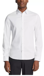 Michael Kors Mens Slim fit Dress Shirt XL 17-17.5 34-35 White Solid