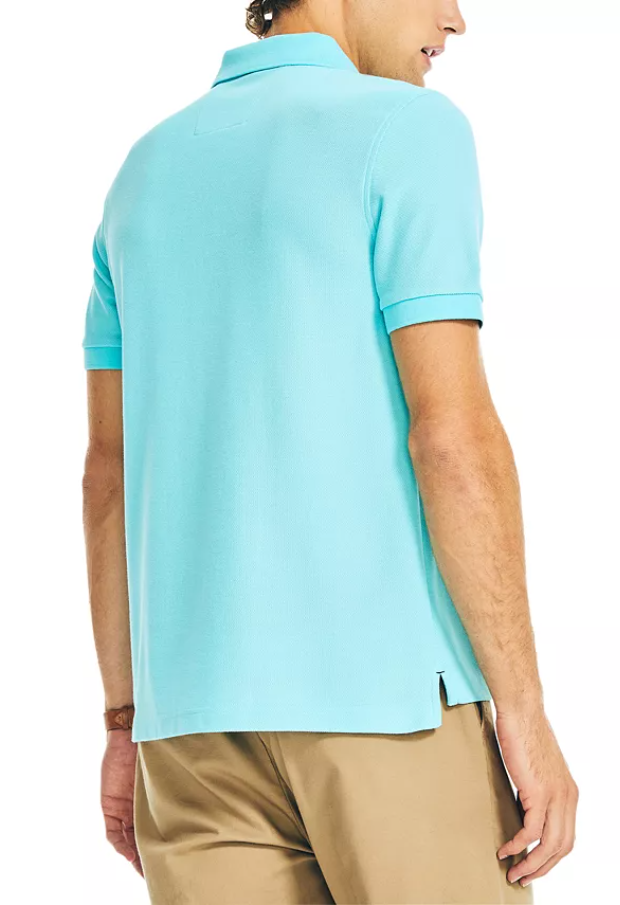 Nautica Mens Classic fit Short Sleeve Polo Shirt XL Aqua Blue Solid