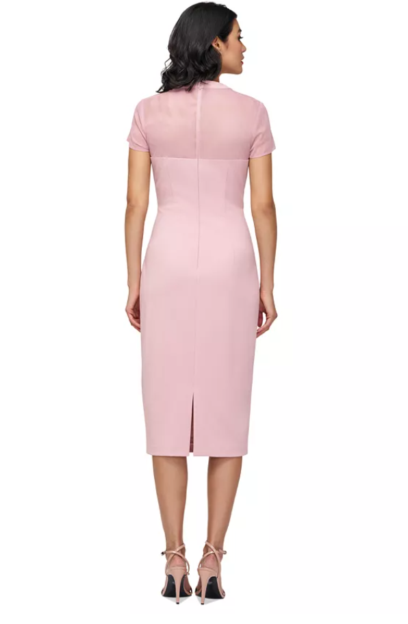 JS Collections Women's Classic Fit Roselle Bow Trim Dress 16 Pink