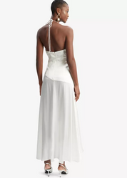 Bardot Women's Sorella Halter Wrap Asymmetric Flounce Dress Medium White