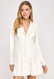 Seni & Cade Womens Classic fit Long Sleeve Sport Coat Dress XL White Solid