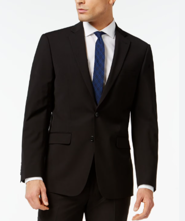 Calvin Klein Mens Extra-Slim fit Suit Jacket Blazer 40 R Black Solid Wool