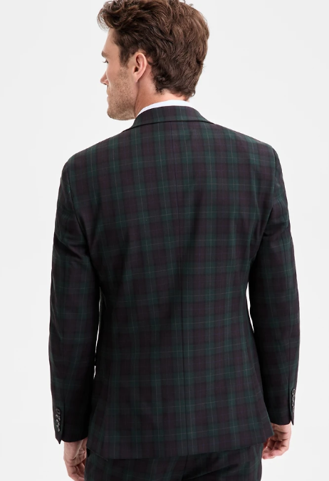 Bar III Mens Slim fit Suit Jacket Blazer 40 R Green Plaid