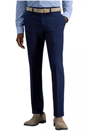Kenneth Cole Mens Slim fit Dress Pants 36 / 32 Navy Blue Plaid Stretch