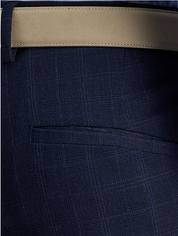 Kenneth Cole Mens Slim fit Dress Pants 36 / 32 Navy Blue Plaid Stretch