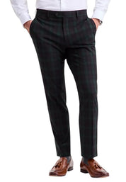 Bar Iii Mens Slim fit  Wool Dress Pants 32 / 34 Navy / Green Plaid