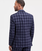 Tayion Mens Classic fit Suit Jacket Blazer 38 R Navy Blue Plaid