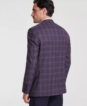 Michael Kors Mens Classic fit Sport Coat Blazer 46 R Burgundy Red Plaid Stretch