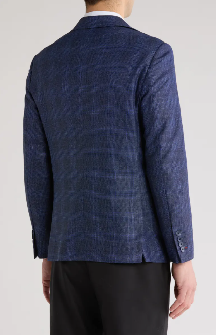 Tom Baine Mens Classic fit Sport Coat Blazer 42 Navy Blue Plaid