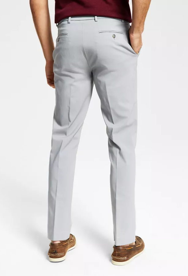 Tommy Hilfiger Mens Modern fit Dress Pants 48 / 30 Light Grey Solid Stretch
