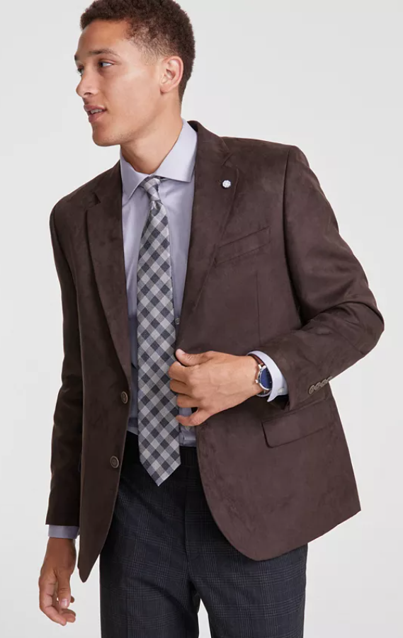 Nautica Mens Slim fit Sport Coat Blazer 46 L Brown Solid