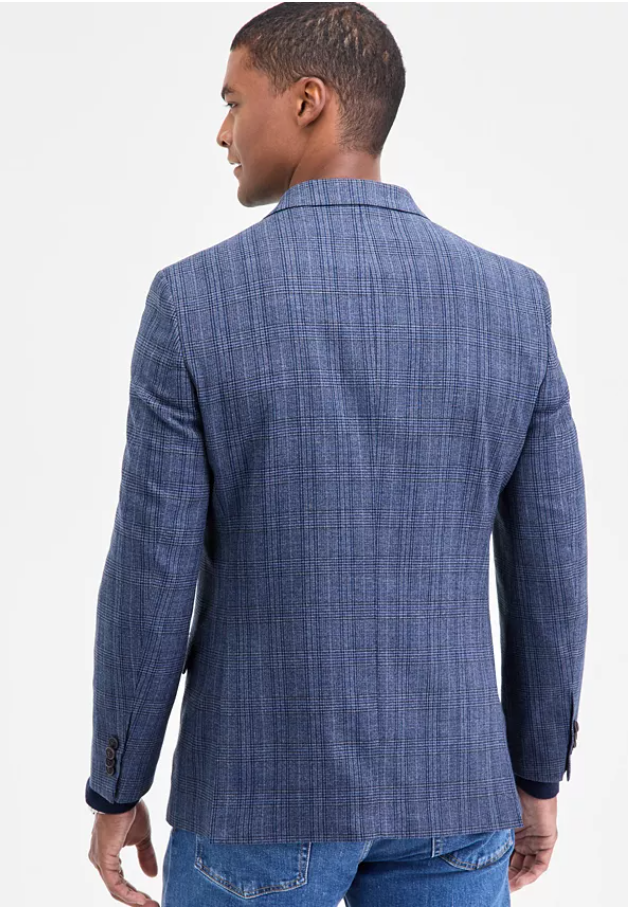 Nautica Mens Modern fit Sport Coat Blazer 48 R Blue Plaid
