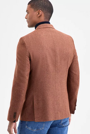 Nautica Mens Modern fit Sport Coat Blazer 42 R Brown Herringbone Stretch