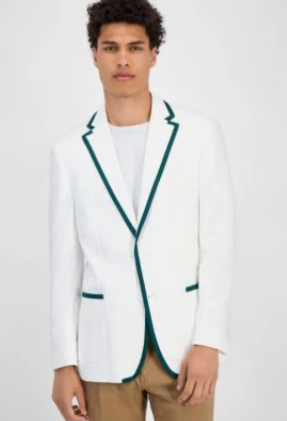Tommy Hilfiger Mens Modern fit Sport Coat Blazer 42 R White Green Solid
