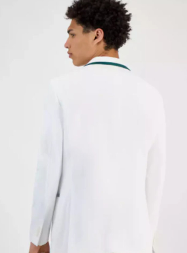 Tommy Hilfiger Mens Modern fit Sport Coat Blazer 42 R White Green Solid