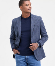 Nautica Mens Modern fit Sport Coat Blazer 36 S Navy Blue Plaid