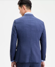 Hugo Boss Mens Modern fit Suit Jacket Blazer 48 R Navy Blue Plaid Stretch