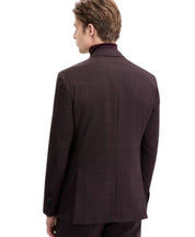 Hugo Boss Mens Modern fit Suit Jacket Blazer 44 L Burgundy Red Plaid