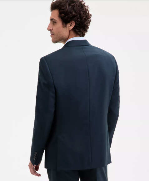Calvin Klein Mens Slim fit Suit Jacket Blazer 38 S Dark Green Solid Stretch