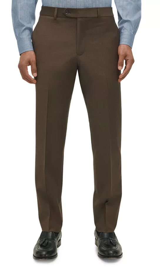 Brooks Brother Mens Classic fit Wool Cotton Dress Pants 36 / 30 Brown Solid