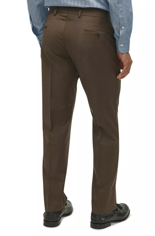 Brooks Brothers Mens Classic fit Dress Pants 36 / 30 Brown Solid Stretch