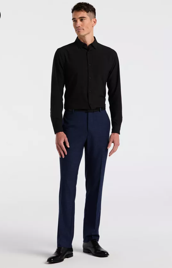 Perry Ellis Portfolio Mens Modern fit Dress Pants 42 / 30 Blue Tonal Plaid