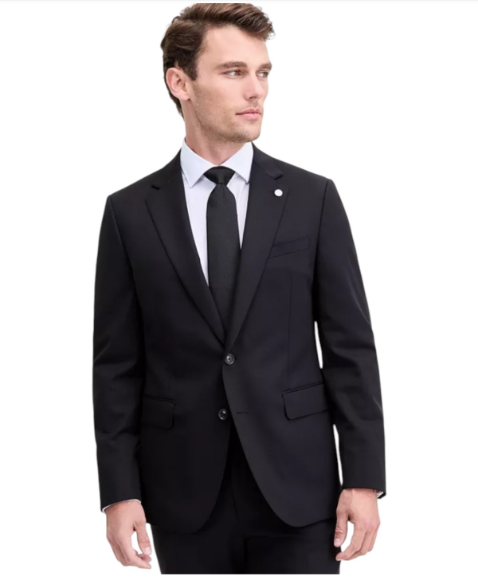 Ted Baker Mens Modern fit Sport Coat Blazer 40 S Black Solid Stretch Wool