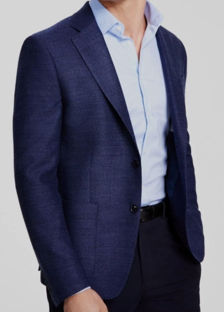 Calvin Klein Mens Slim fit Suit Jacket Blazer 38 S Navy Blue Herringbone