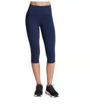 Skechers Womens Athletic fit Tights Capri Pants XL Navy Blue Solid