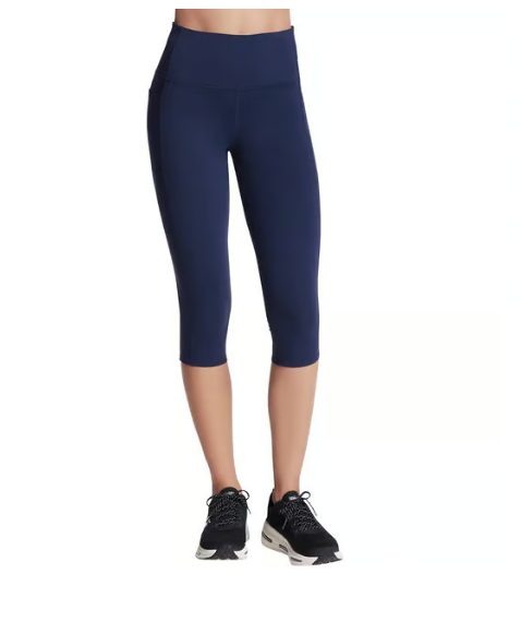 Skechers Womens Athletic fit Tights Capri Pants XL Navy Blue Solid