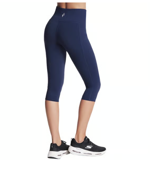 Skechers Womens Athletic fit Tights Capri Pants XL Navy Blue Solid