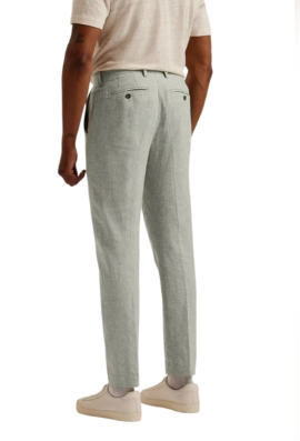 Ted Baker Mens Slim fit Dress Pants 36 / 30 Light Green Solid Stretch Linen