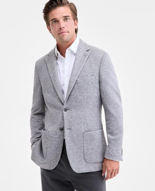 Michael Kors Mens Classic fit Sport Coat Blazer 42 S Light Grey Solid Stretch
