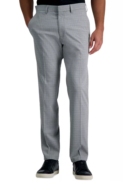 Kenneth Cole Mens Slim fit Dress Pants 32 / 29 Light Grey Check Stretch
