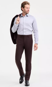 Calvin Klein Mens Slim fit Dress Pants 38 / 30 Brown Solid Stretch