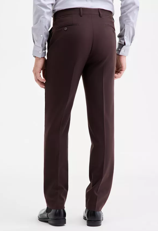 Calvin Klein Mens Slim fit Dress Pants 38 / 30 Brown Solid Stretch