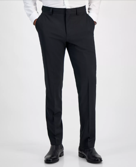 Hugo Boss Mens Modern fit Dress Pants 30 / 25 Black Solid Stretch